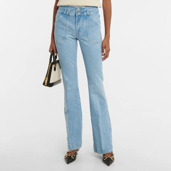 FRAME Double Button Flare Jeans Light Wash – Size 33 NWT - Picture 2 of 8